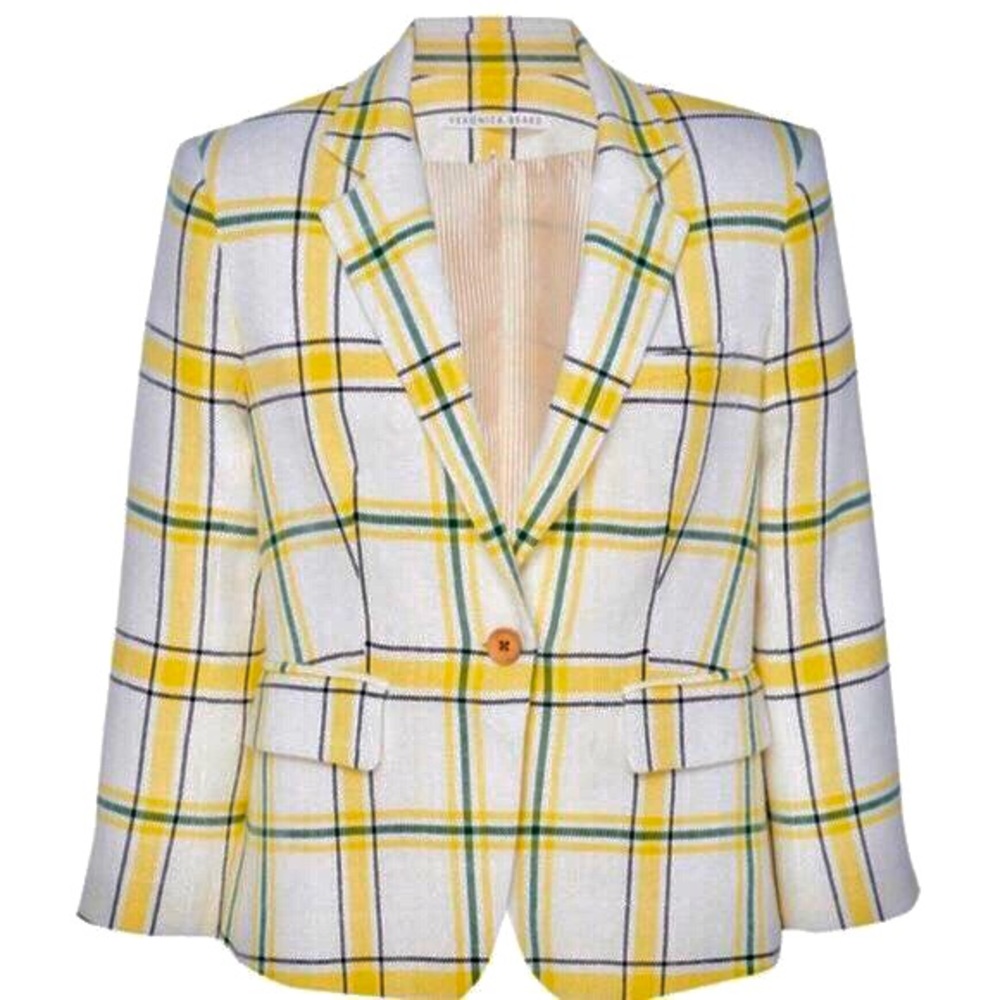 New! Veronica Beard Yellow Plaid Blazer Sz 14